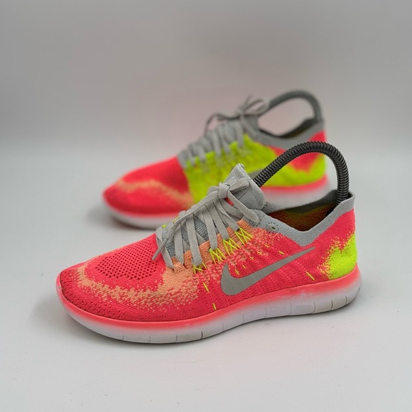 Nike free neon pink running shoe size 5Y